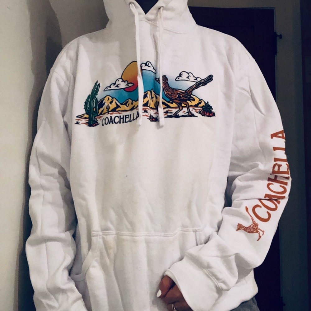 White hoodie from Coachella music festival
